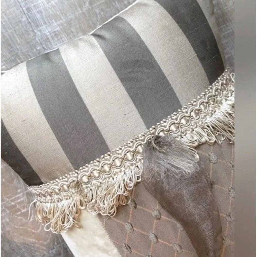 Boudoir Pillow Silk Velvet Handmade Beaded Toile Chateau Victorian Cottage 13x11
